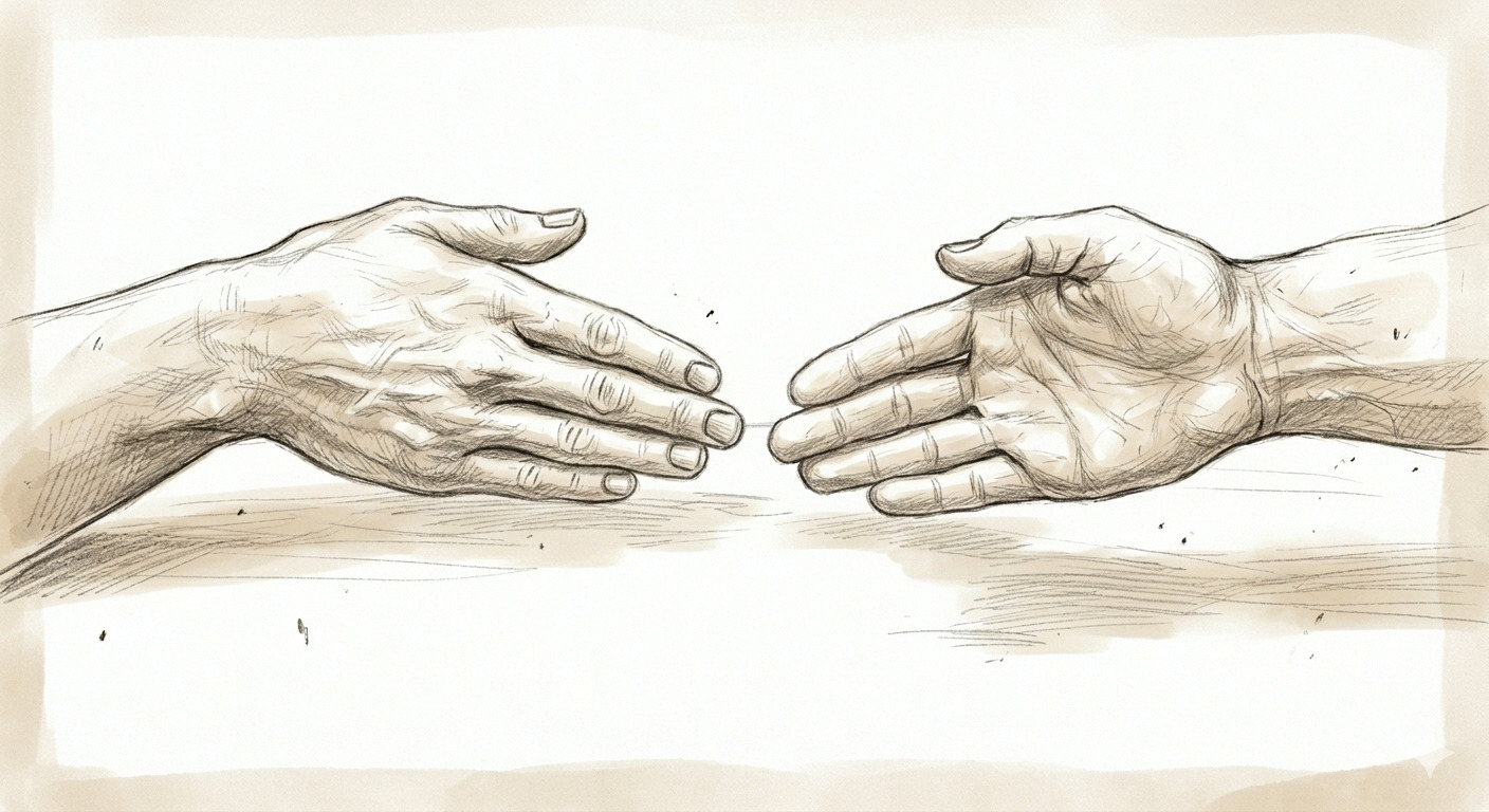 Two hands reaching toward connection